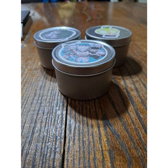 Lot 3 New Anime Hand Poured Soy Wax Candles in Tins - Picture 2 of 9